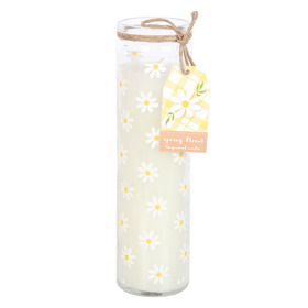 ##White Daisy Glass Tube Fragranced Candle